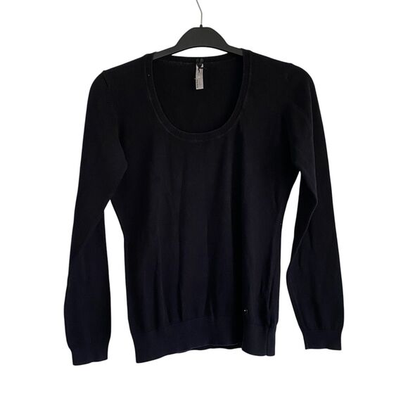 Piazza Italia Black Women's Knit Sweater Round Neck Size Large Pre-owned‎ - Picture 1 of 6